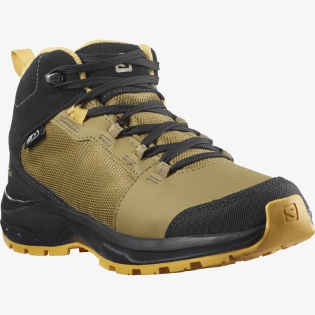 Salomon OUTWARD CLIMASALOMON WATERPROOF Junior Hiking Shoes Black/Gold UK VZEI